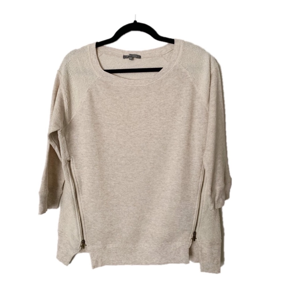 Oatmeal-colored Pullover with Front Zippers